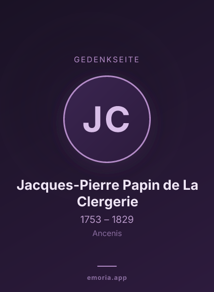 Gedenkportrait von Jacques-Pierre Papin de La Clergerie