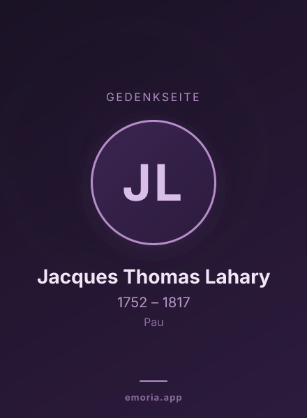 Gedenkportrait von Jacques Thomas Lahary