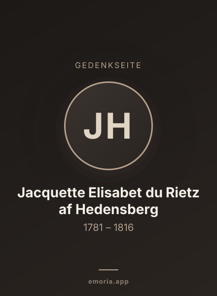 Gedenkportrait von Jacquette Elisabet du Rietz af Hedensberg