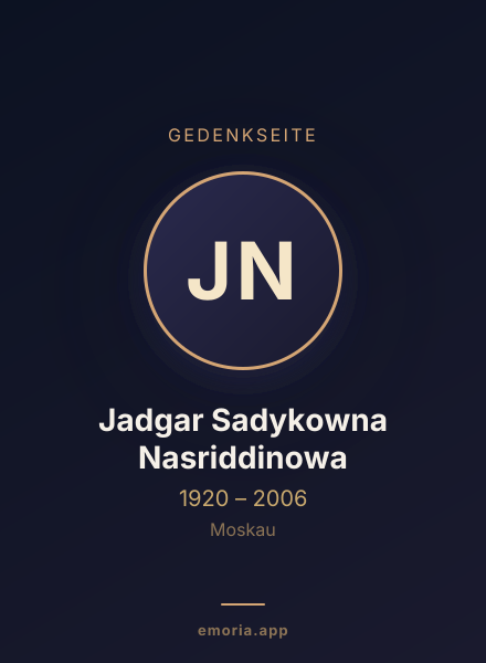 Gedenkportrait von Jadgar Sadykowna Nasriddinowa
