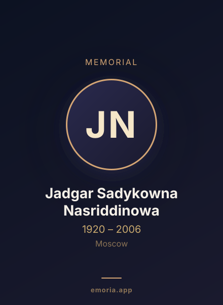Memorial portrait of Jadgar Sadykowna Nasriddinowa