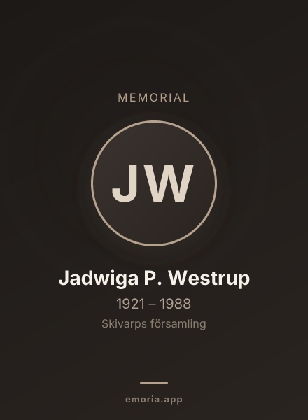 Memorial portrait of Jadwiga P. Westrup