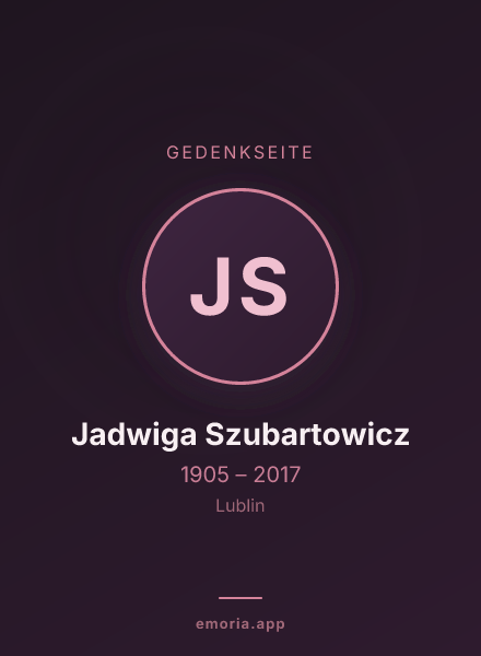 Gedenkportrait von Jadwiga Szubartowicz