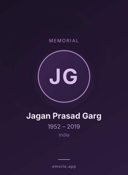 Memorial portrait of Jagan Prasad Garg
