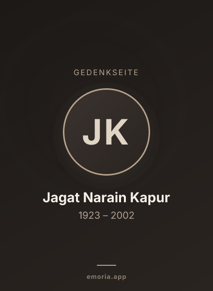 Gedenkportrait von Jagat Narain Kapur
