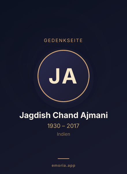 Gedenkportrait von Jagdish Chand Ajmani