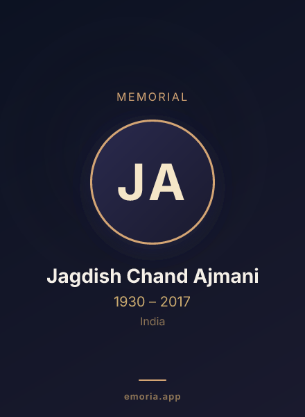 Memorial portrait of Jagdish Chand Ajmani