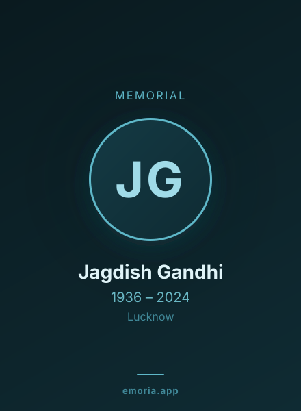 Memorial portrait of Jagdish Gandhi