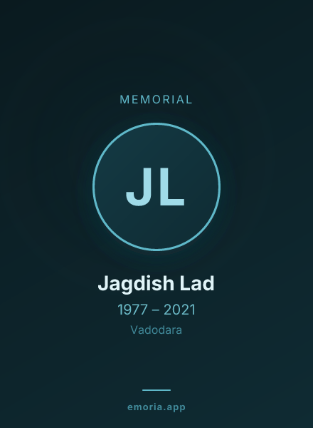Memorial portrait of Jagdish Lad