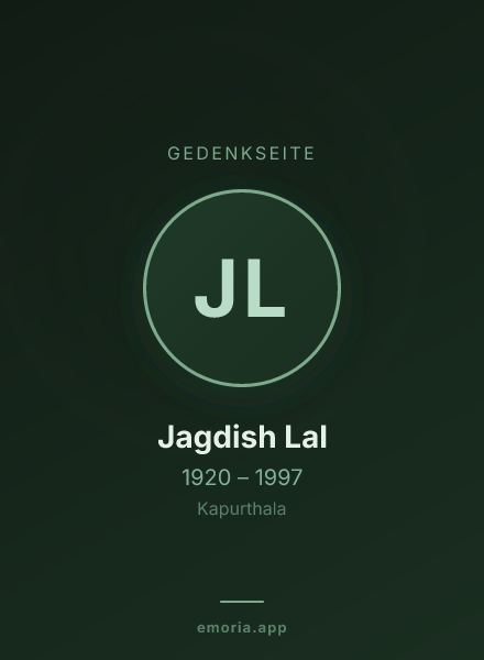 Gedenkportrait von Jagdish Lal