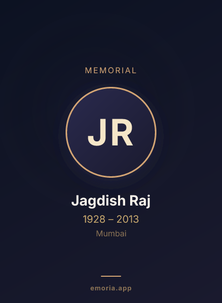 Memorial portrait of Jagdish Raj