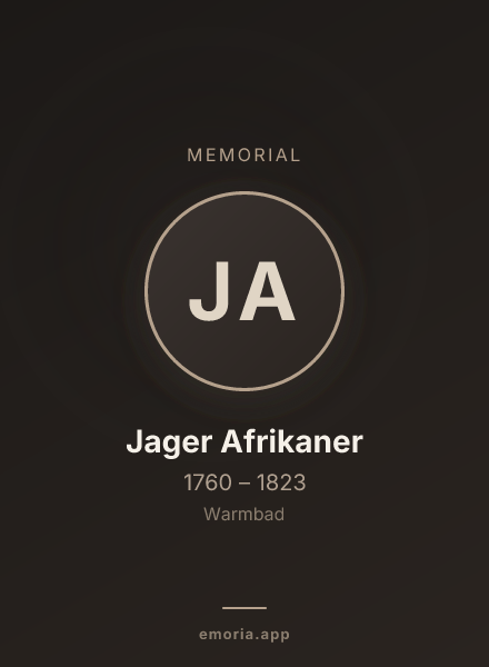 Memorial portrait of Jager Afrikaner