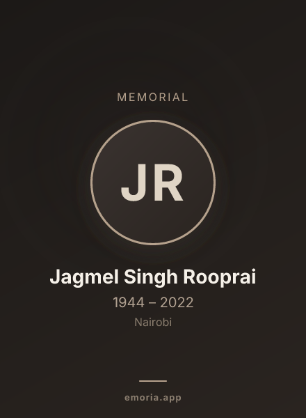 Memorial portrait of Jagmel Singh Rooprai