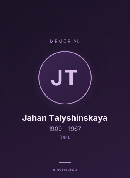 Memorial portrait of Jahan Talyshinskaya