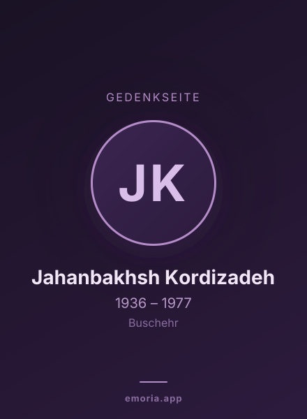 Gedenkportrait von Jahanbakhsh Kordizadeh