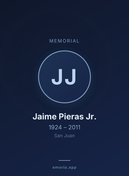 Memorial portrait of Jaime Pieras Jr.