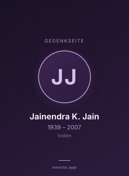Gedenkportrait von Jainendra K. Jain