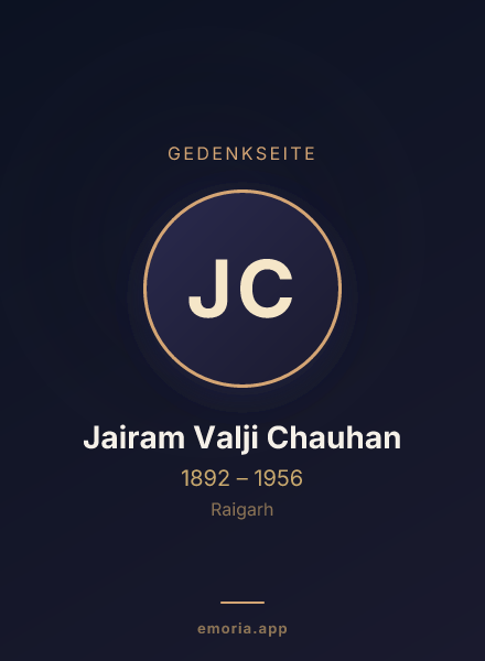 Gedenkportrait von Jairam Valji Chauhan