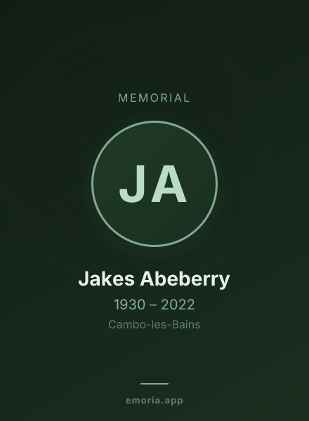 Memorial portrait of Jakes Abeberry