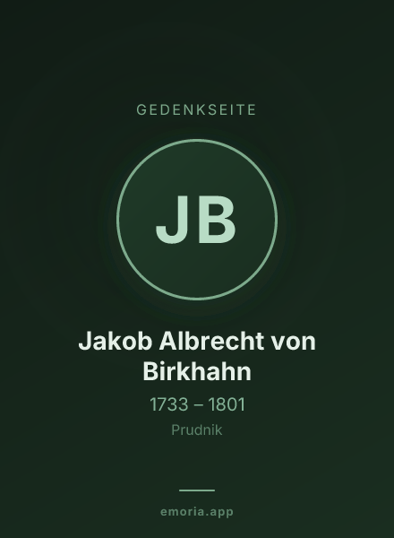 Gedenkportrait von Jakob Albrecht von Birkhahn