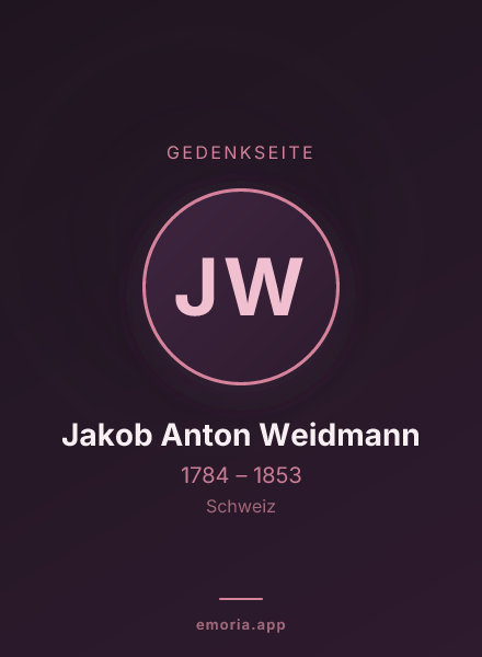 Gedenkportrait von Jakob Anton Weidmann
