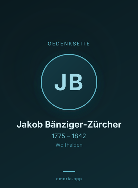 Gedenkportrait von Jakob Bänziger-Zürcher