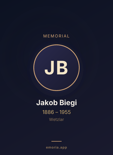 Memorial portrait of Jakob Biegi