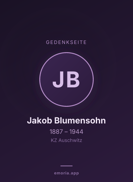 Gedenkportrait von Jakob Blumensohn