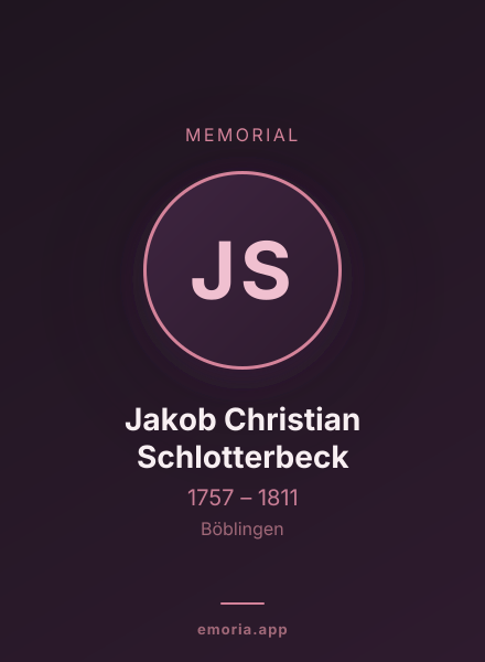 Memorial portrait of Jakob Christian Schlotterbeck