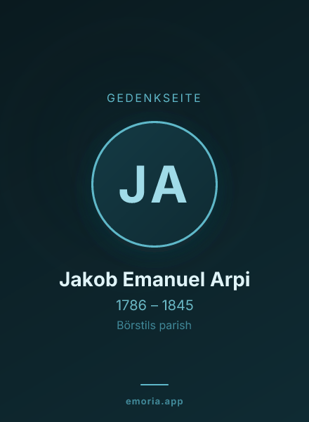 Gedenkportrait von Jakob Emanuel Arpi