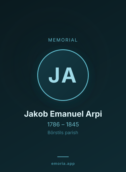 Memorial portrait of Jakob Emanuel Arpi