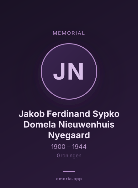 Memorial portrait of Jakob Ferdinand Sypko Domela Nieuwenhuis Nyegaard