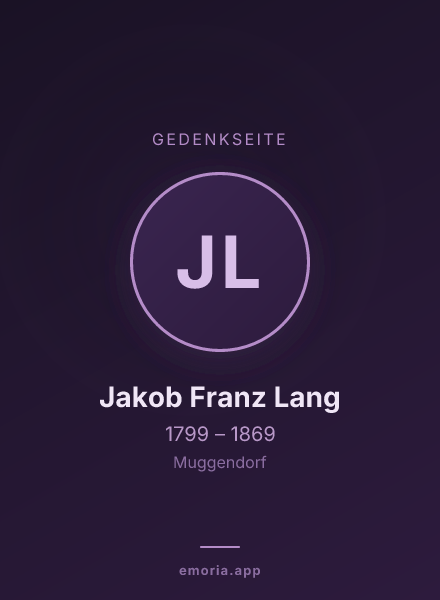 Gedenkportrait von Jakob Franz Lang