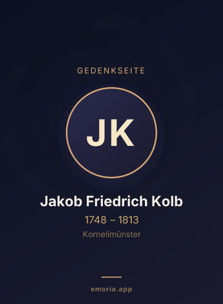 Gedenkportrait von Jakob Friedrich Kolb