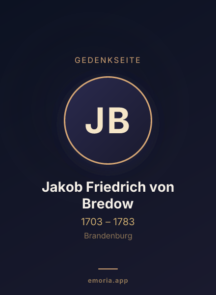 Gedenkportrait von Jakob Friedrich von Bredow
