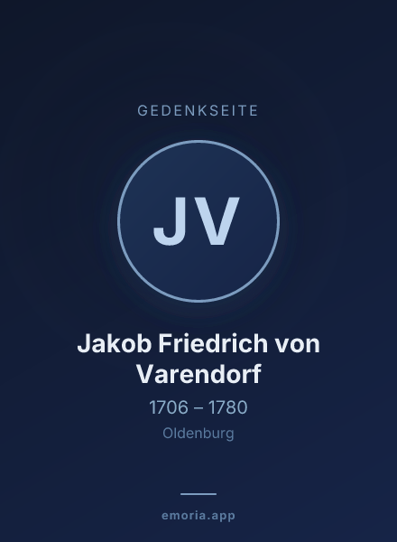 Gedenkportrait von Jakob Friedrich von Varendorf