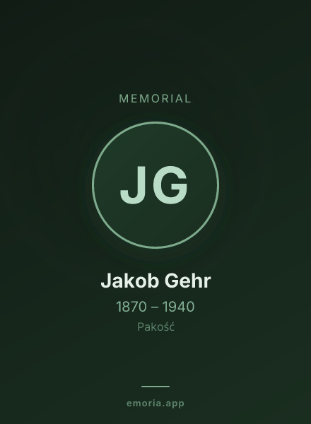 Memorial portrait of Jakob Gehr