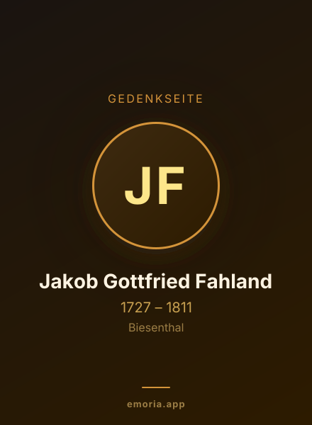 Gedenkportrait von Jakob Gottfried Fahland