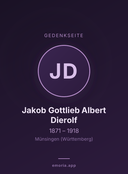Gedenkportrait von Jakob Gottlieb Albert Dierolf