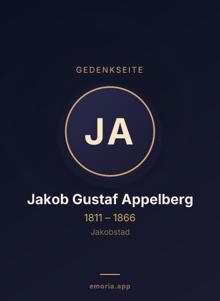 Gedenkportrait von Jakob Gustaf Appelberg