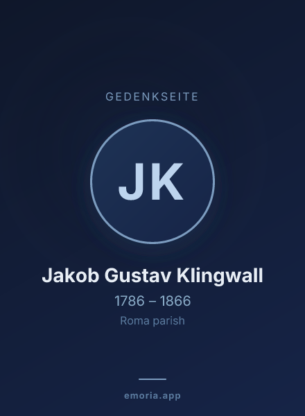 Gedenkportrait von Jakob Gustav Klingwall
