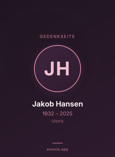 Gedenkportrait von Jakob Hansen