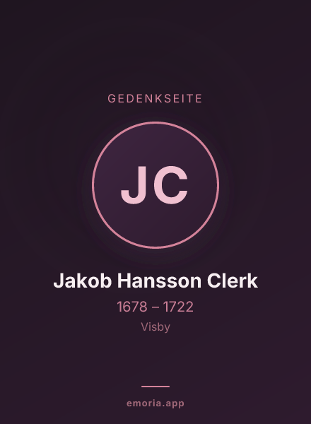 Gedenkportrait von Jakob Hansson Clerk
