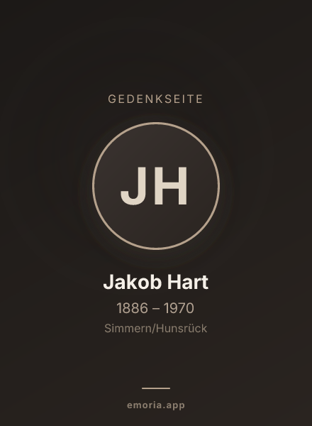 Gedenkportrait von Jakob Hart
