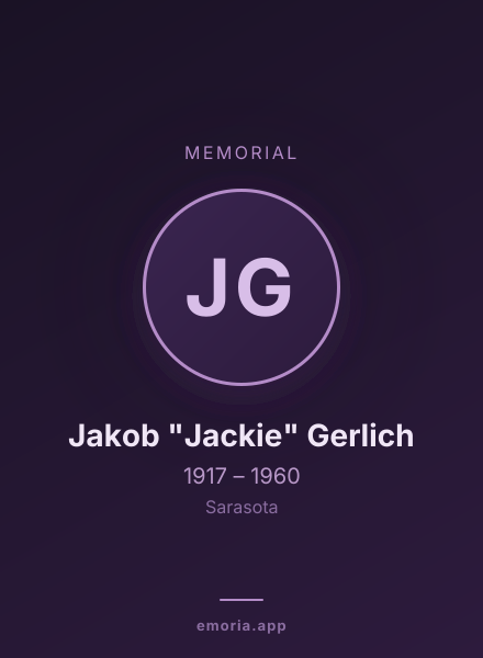 Memorial portrait of Jakob "Jackie" Gerlich