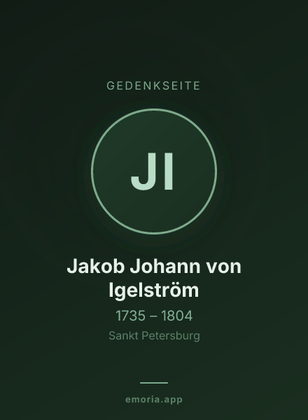 Gedenkportrait von Jakob Johann von Igelström