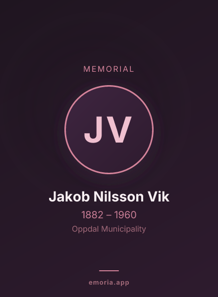 Memorial portrait of Jakob Nilsson Vik
