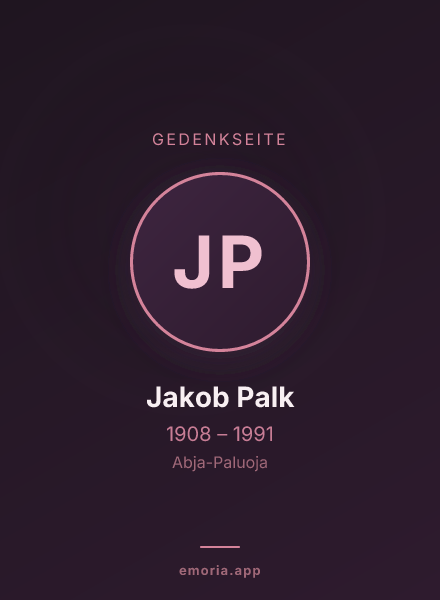 Gedenkportrait von Jakob Palk