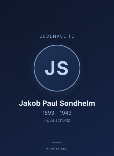 Gedenkportrait von Jakob Paul Sondhelm