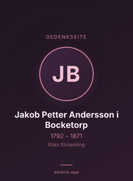 Gedenkportrait von Jakob Petter Andersson i Bocketorp